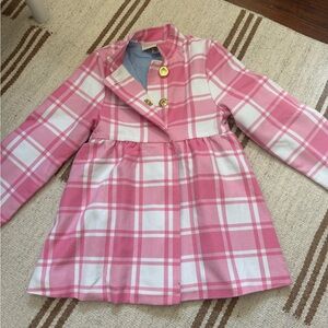 The Beaufort Bonnet Company Pink and White Plaid Girls' Jacket size 7